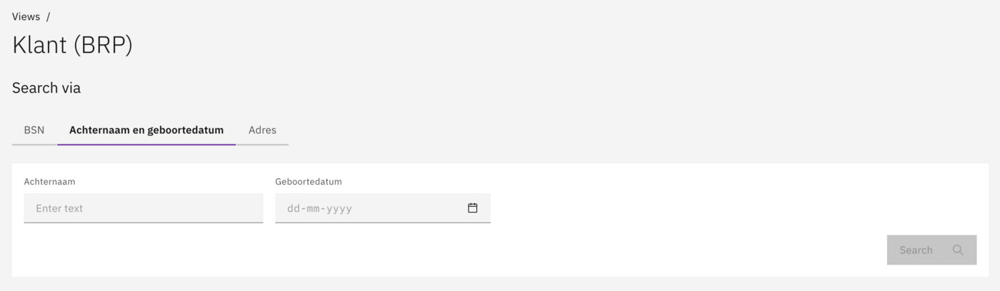Search screen as seen by users