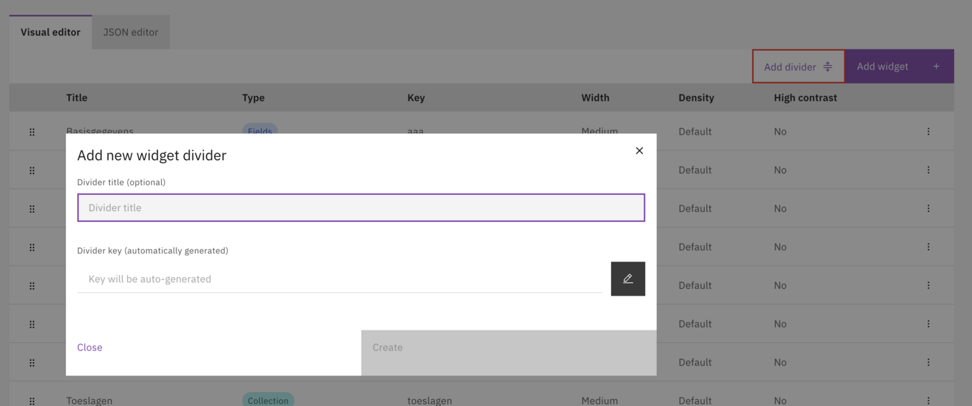 Divider between widgets